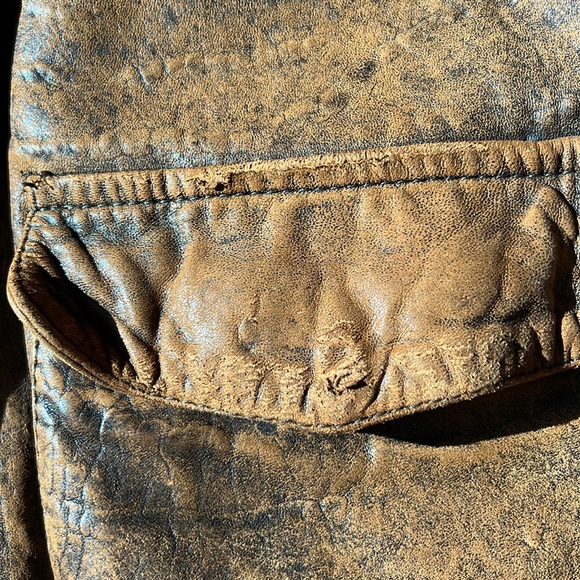 80s Leather Bomber Jacket US Army Air Force Distressed VINTAGE | Sz M unisex - Picture 16 of 17